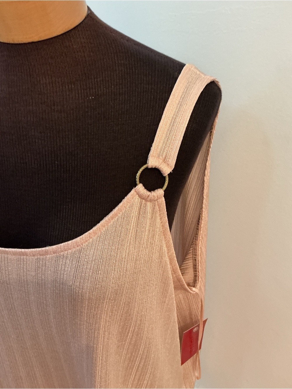 NWT Jennifer Lopez XXL Blush Pink Shimmer Ring Strap Tank Top Plus Size - Picture 8 of 11